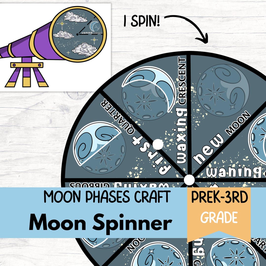 Moon Phases Wheel for Kids Printable Lunar Cycle Craft Montessori ...