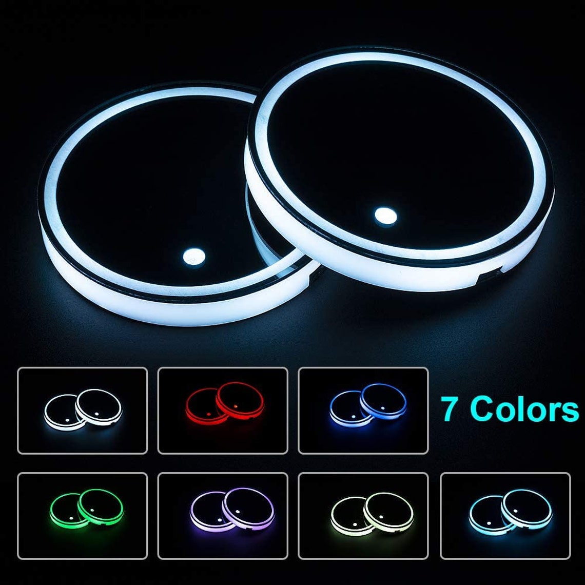 LED Car Cup Holder Lights 7 Colors Changing USB Charging Mat Etsy