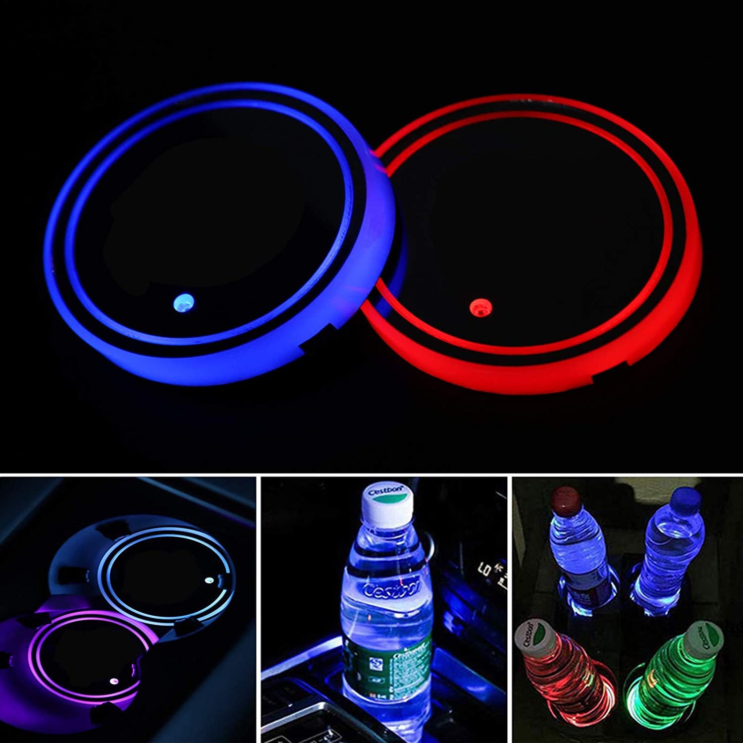 LED Car Cup Holder Lights 7 Colors Changing USB Charging Mat Etsy