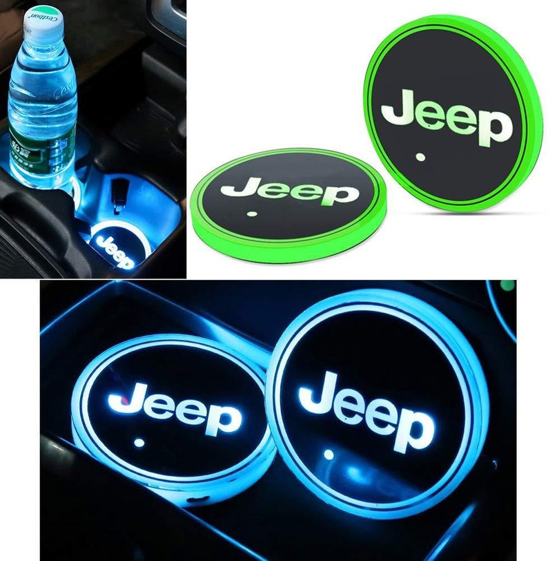 LED Jeep Cup Holder Lights 7 Colors Changing USB Charging Mat Etsy