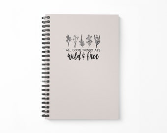 Notebook with ring binding in DIN A5 made of environmentally friendly paper, wild and free