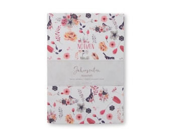 Notitieboekje, notitieboekje, schetsboek, dagboek, bloemen, zomerpatroon, DIN A5, hoogwaardig papier, milieuvriendelijk, 44 pagina's, blanco