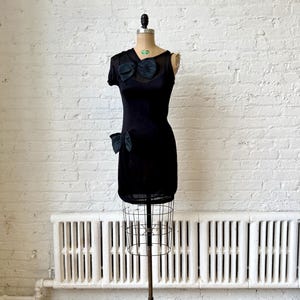 Vintage Moschino Black Knit Bow Dress: 2000s Designer LBD