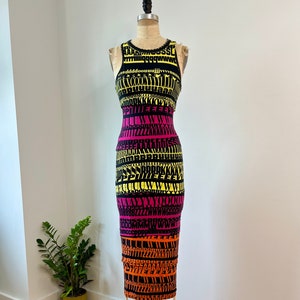 Vintage Y2K/2000s Dolce & Gabbana S/M Tiered Colorblock Text Midi Dress