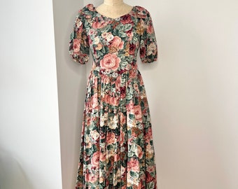 Vintage 1980s Laura Ashley Vintage Style Floral Dress