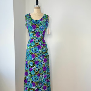 1960er Retro Psychedelisches Vintage Kleid mit Blumenmuster