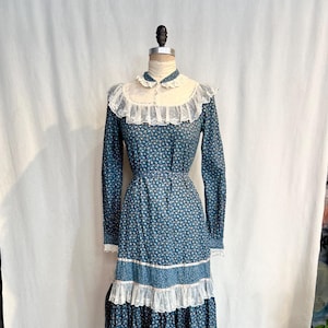 Rare Vintage 1970s S/M Gunne Sax Smocked Babydoll Floral Paisley Cottagecore Dress