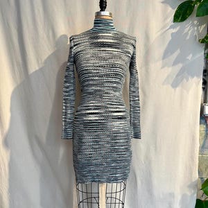 Vintage Y2K Missoni Lurex Knit Turtleneck Sweater Dress, Early 2000s Missoni Knit Dress