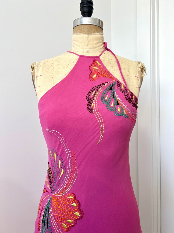 Early 2000s BCBG Max Azria Silk Embroidered Flora… - image 3