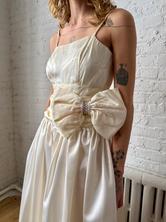 satin cummerbund wedding dress cummerbund satin wedding dress with Bishop sleeve La Novale Atelier