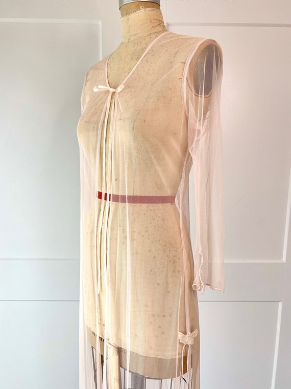 Rare 1990s April Cornell Baby Pink Netted Negligee