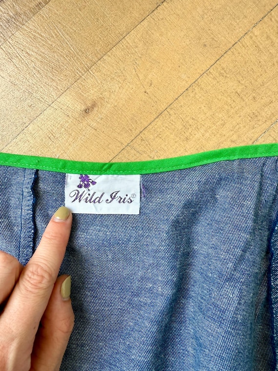 Vintage 1970s Grasshopper & Flower Appliqué Cotto… - image 10