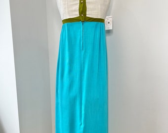 Vintage 1960s S/M Empire Waist Color Block Maxi Dress - Etsy