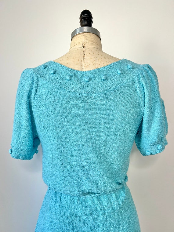 Vintage 1960s/70s S/M Baby Blue Just-Mort Knit Dr… - image 9