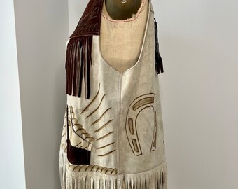 Gilet Donna Con Frange In Pelle Scamosciata – Stile Western Anni '70 – Senza Maniche, Aperto Davanti – Per Festival E Abbigliamento Y2K