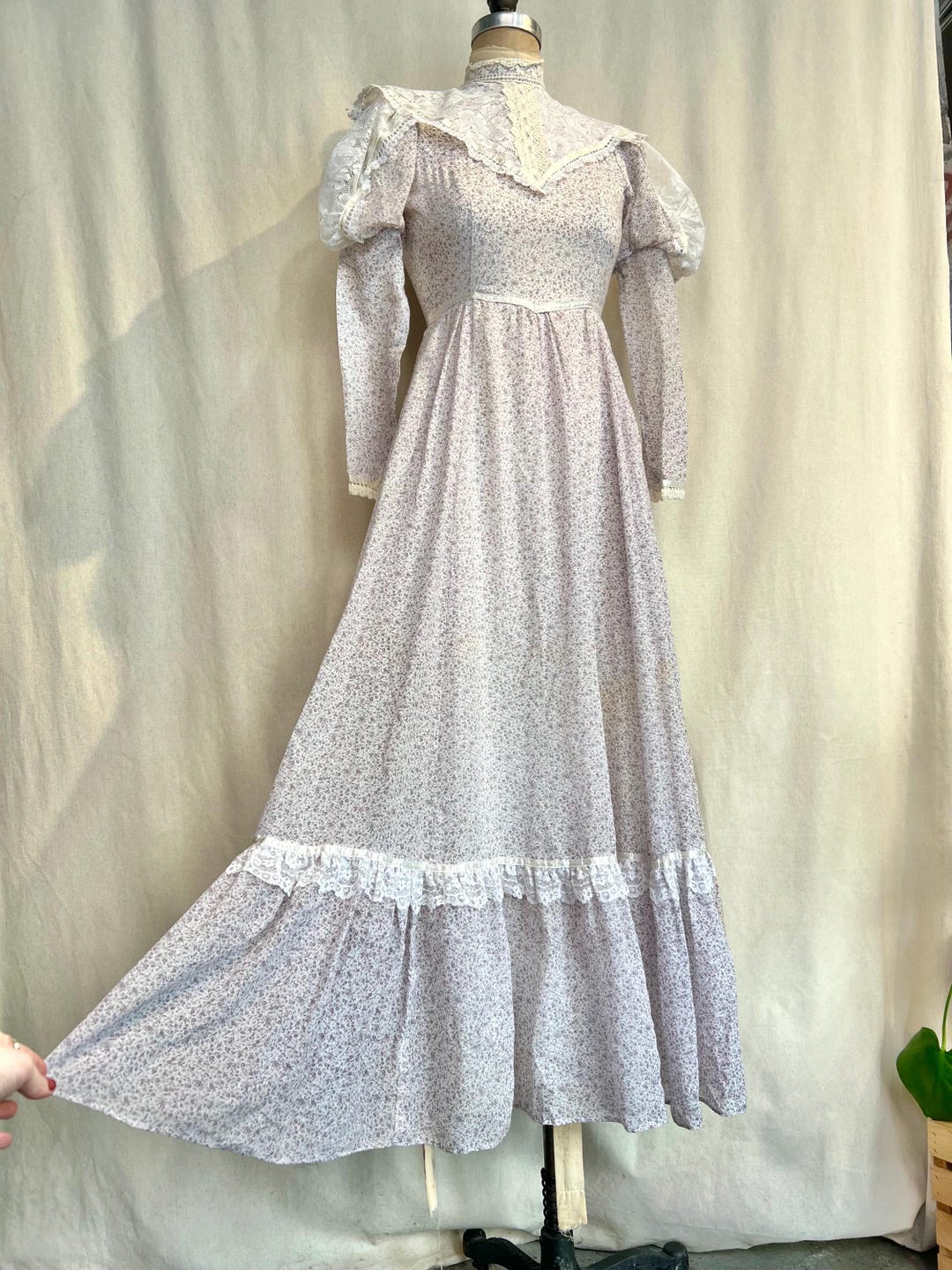Vintage 1970s Gunne Sax XS Ditzy Floral Victorian Style Lavender Maxi ...