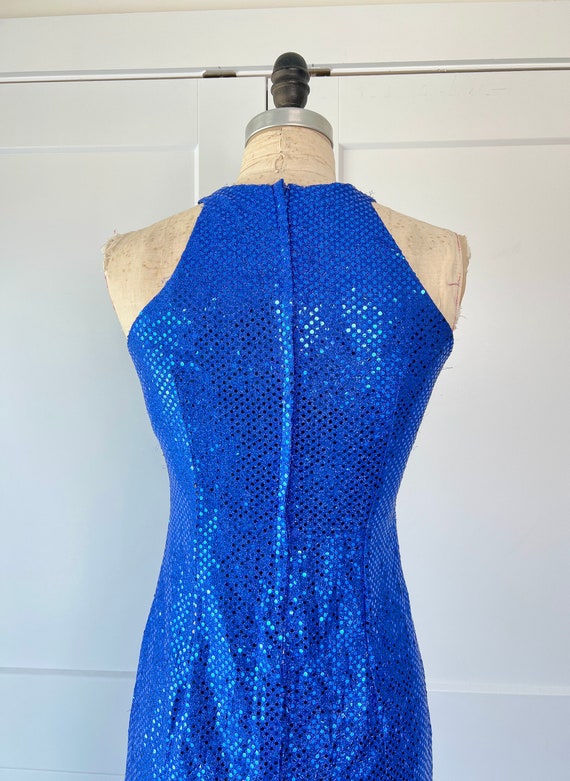 Vintage 1990s S/M Blue Sequin All That Jazz Bodyc… - image 5