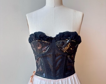 True Vintage jaren 80 lurex en bustier met studs