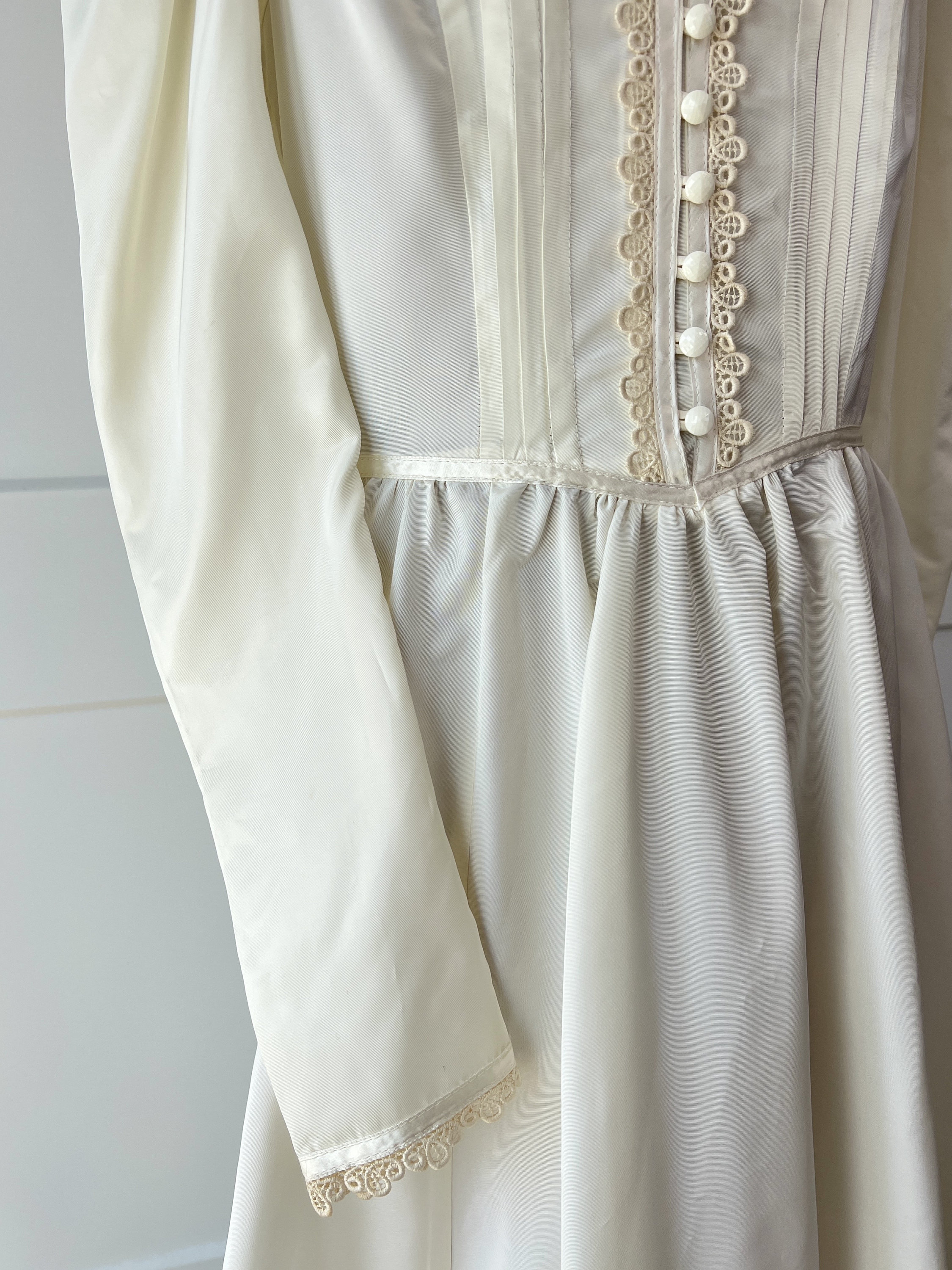Vintage 1970s XS/S Gunne Sax Pleated Lace Trim Bohemian Taffeta Wedding ...