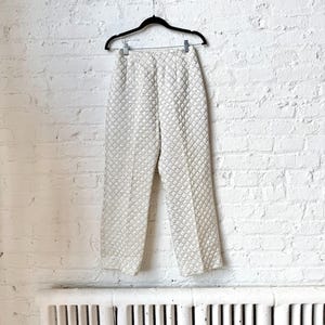 Vintage 1960s White & Silver Quilted Cigarette Trousers