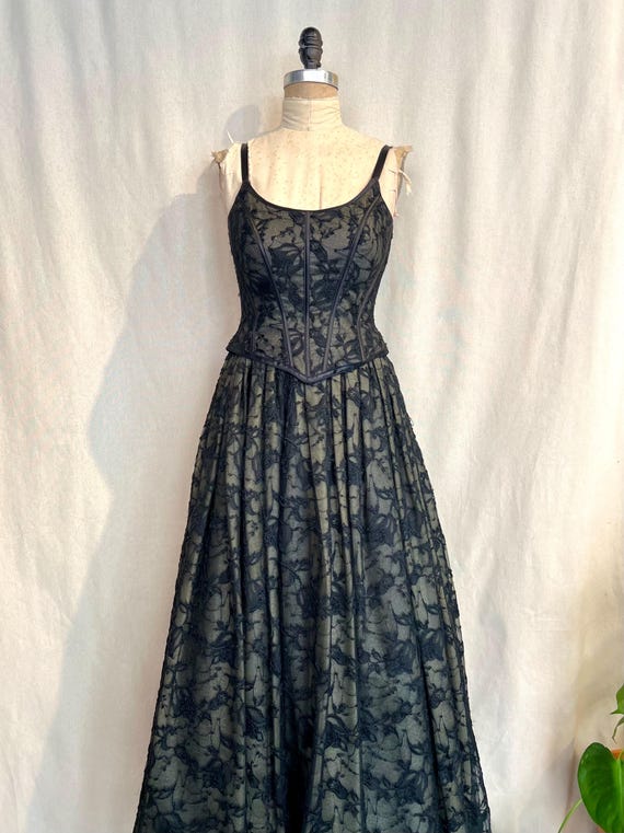 white christmas dresses Vintage Black Strappy 90s Mesh Corset Mini Dress (S/M) main image 0