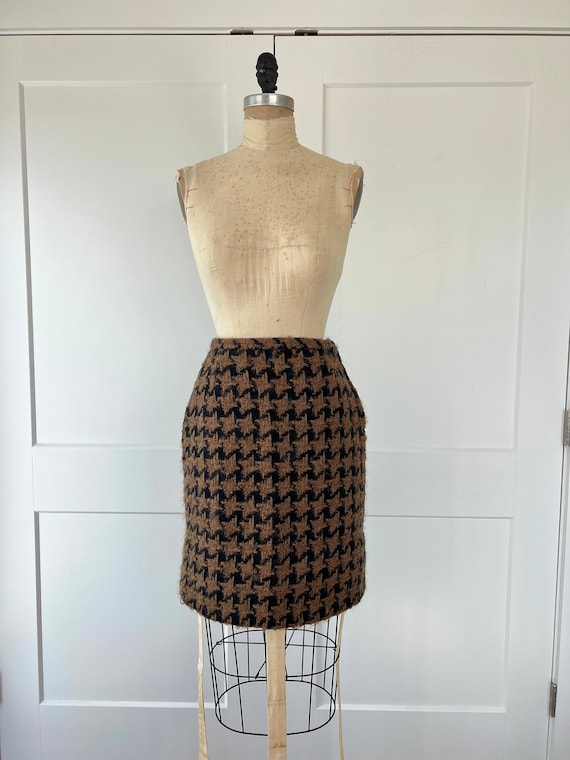 Vintage 1960s M/L Wool Black & Brown Houndstooth S