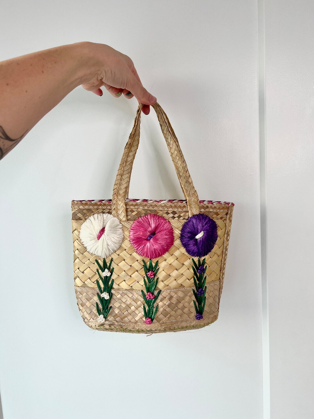 The Jillie Floral Straw Handbag main image 0