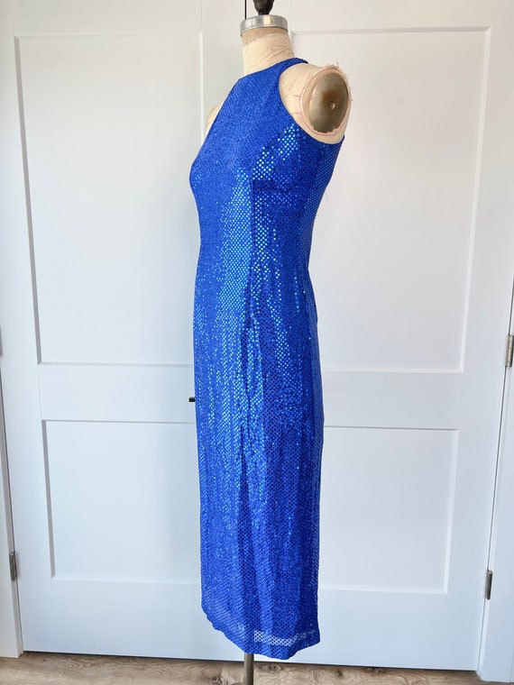 Vintage 1990s S/M Blue Sequin All That Jazz Bodyc… - image 4