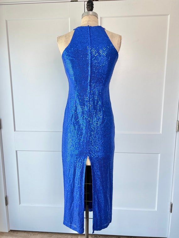 Vintage 1990s S/M Blue Sequin All That Jazz Bodyc… - image 8