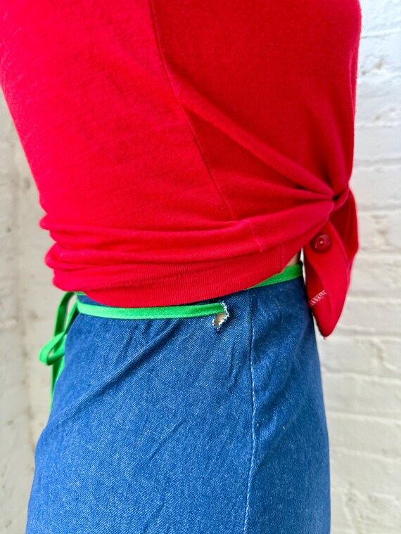 Vintage 1970s Grasshopper & Flower Appliqué Cotto… - image 8