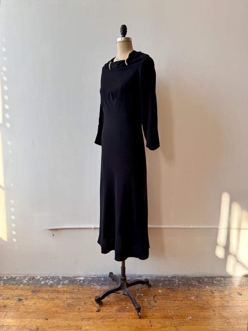 True Vintage 1930s Black Crepe Bias Cut Art Deco Evening Gown - Etsy