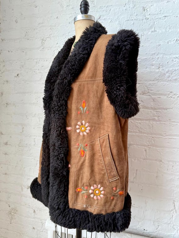 Bordado Chaleco De Ante Chaleco Vintage Auténtico De Ante Con