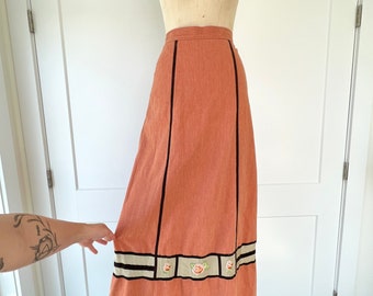 Vintage 1970s XS/S Bohemian Appliqué A-line Skirt