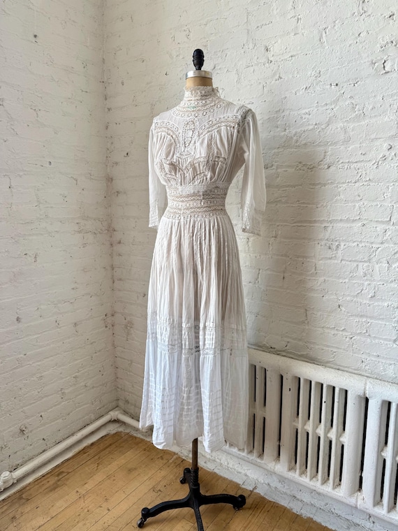 white christmas dresses Antique Edwardian Cotton Lace Dress