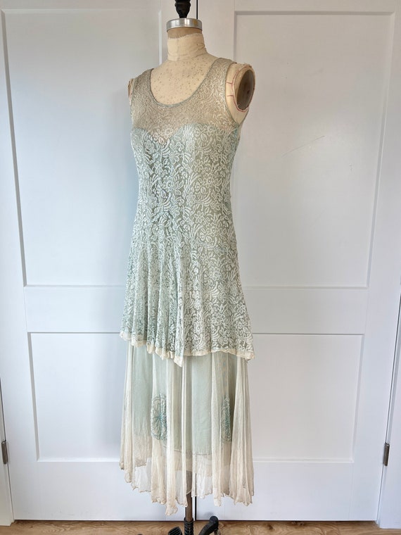 Antique 1920s Lace Sleeveless Dropwaist Dress - image 7