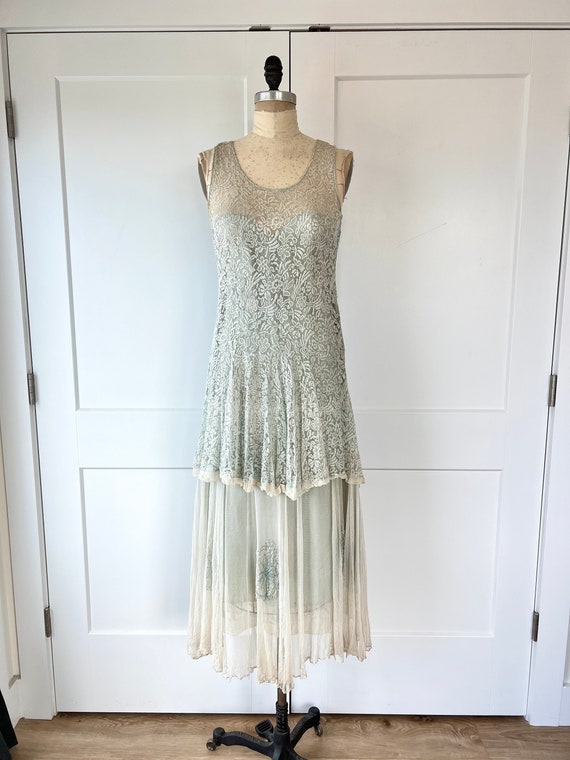 Antique 1920s Lace Sleeveless Dropwaist Dress - image 1