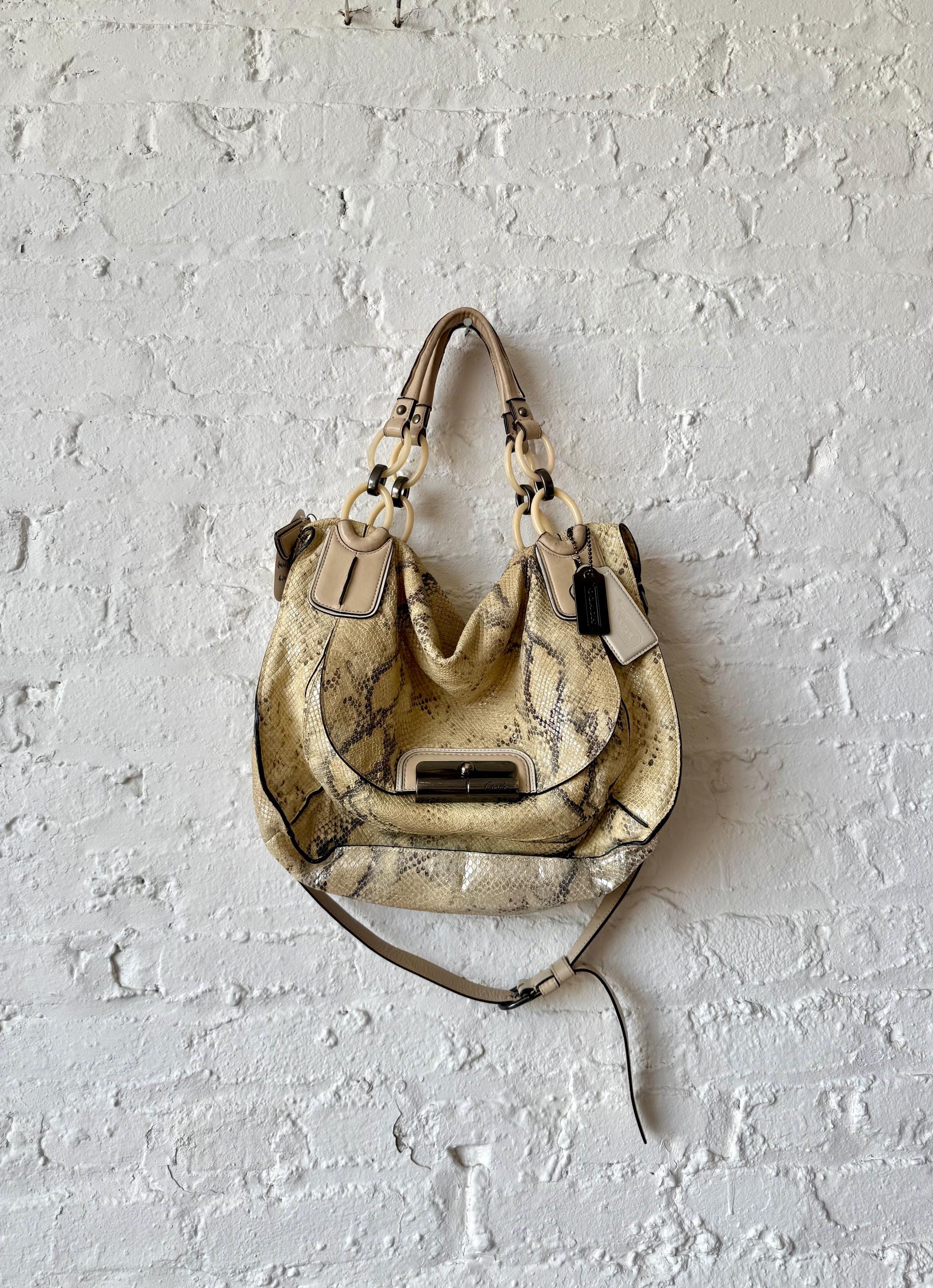 70s 美品diamond Python handbag シリアル付　希少 Vintage Coach Kristin Python Embossed Hobo Bag | Faux Snakeskin