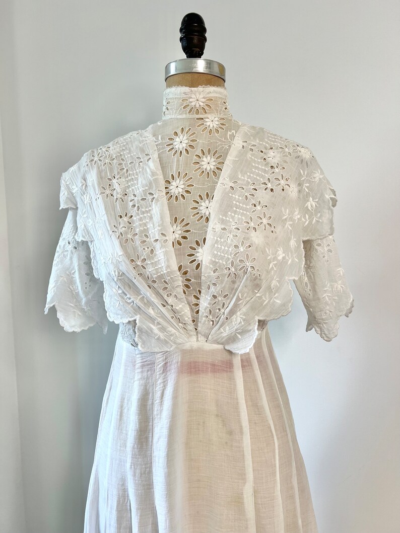 Antique Edwardian Lawn Dress, Embroidered Details, Not Perfect main image 1