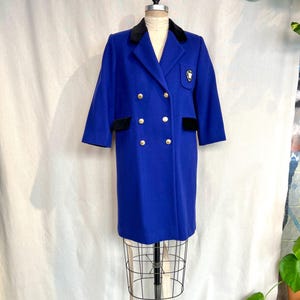 Vintage 1980s Christian Dior, Dior Junior Royal Blue Wool Coat