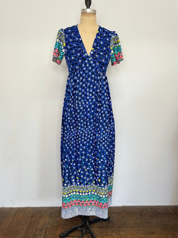 Vintage 1970s Dessy Collections Floral Maxi Dress,