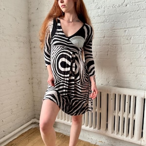 Vintage 2000s Rare Just Cavalli Abstract Zebra Print Mini Dress, Vintage Cavalli