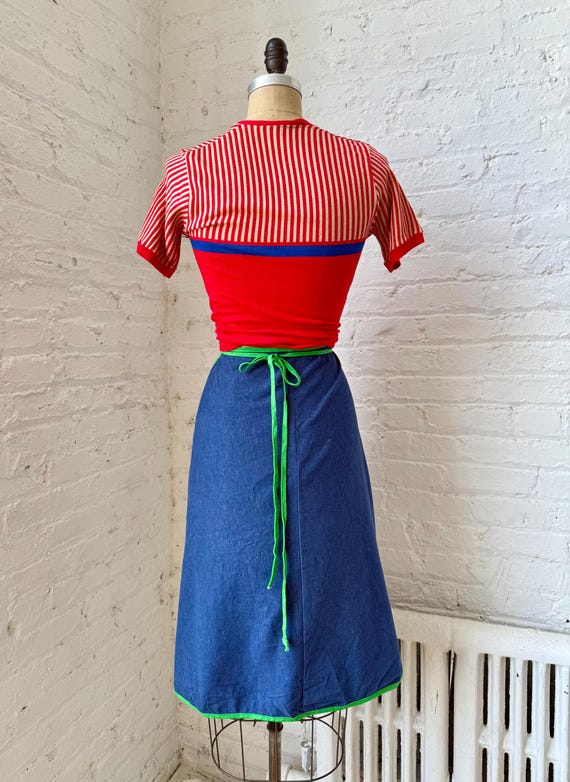 Vintage 1970s Grasshopper & Flower Appliqué Cotto… - image 6