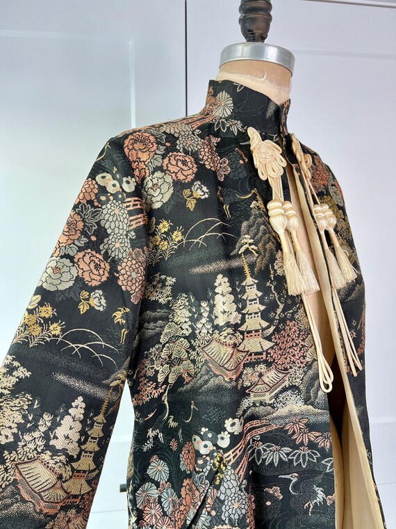 Vintage 1940s Chinoiserie Brocade Evening Jacket Gem