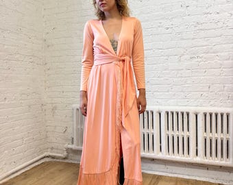 Vintage 1970s Lillie Rubin Pink Fringe Wrap Dress