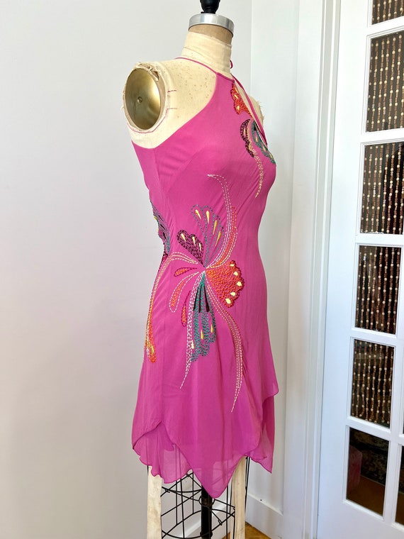 Early 2000s BCBG Max Azria Silk Embroidered Flora… - image 6