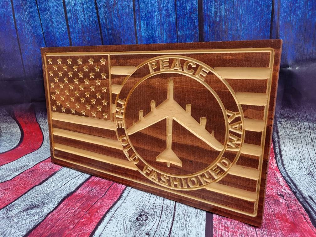 American Wood Flag B-52 Buff Fan Gift Rustic Home Decor - Etsy