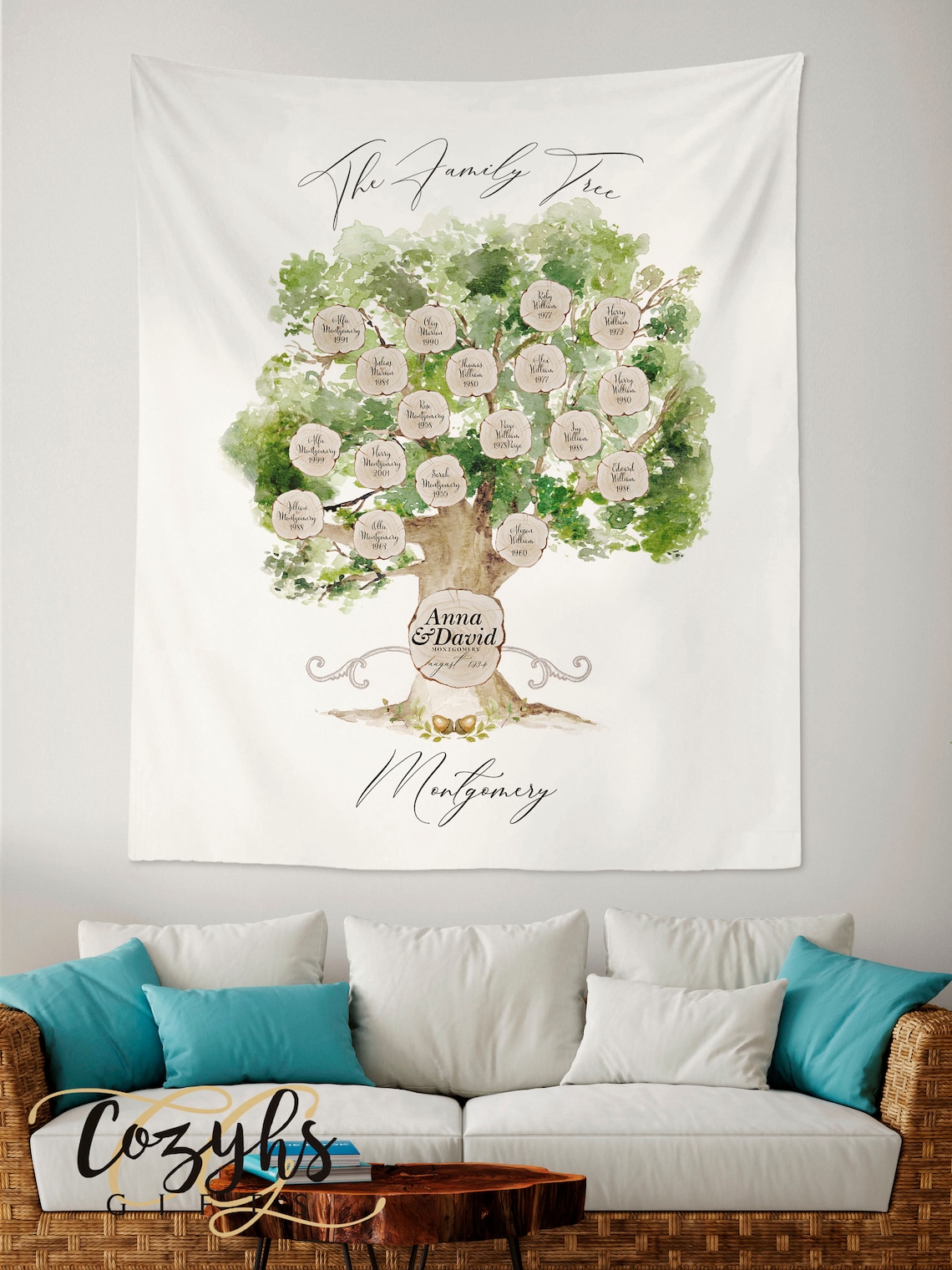 Family Tree tapestry Gift for loved ones living room Etsy