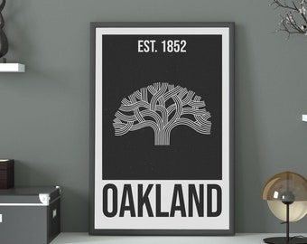 Printable Minimalist Oakland Travel Poster Wall Décor/Art Print - Digital File Download Active
