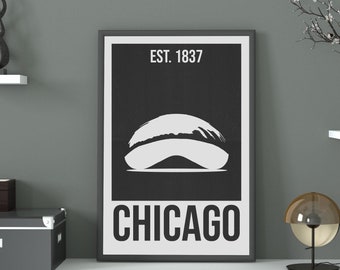 Printable Minimalist Chicago Travel Poster Wall Décor/Art Print - Digital File Download