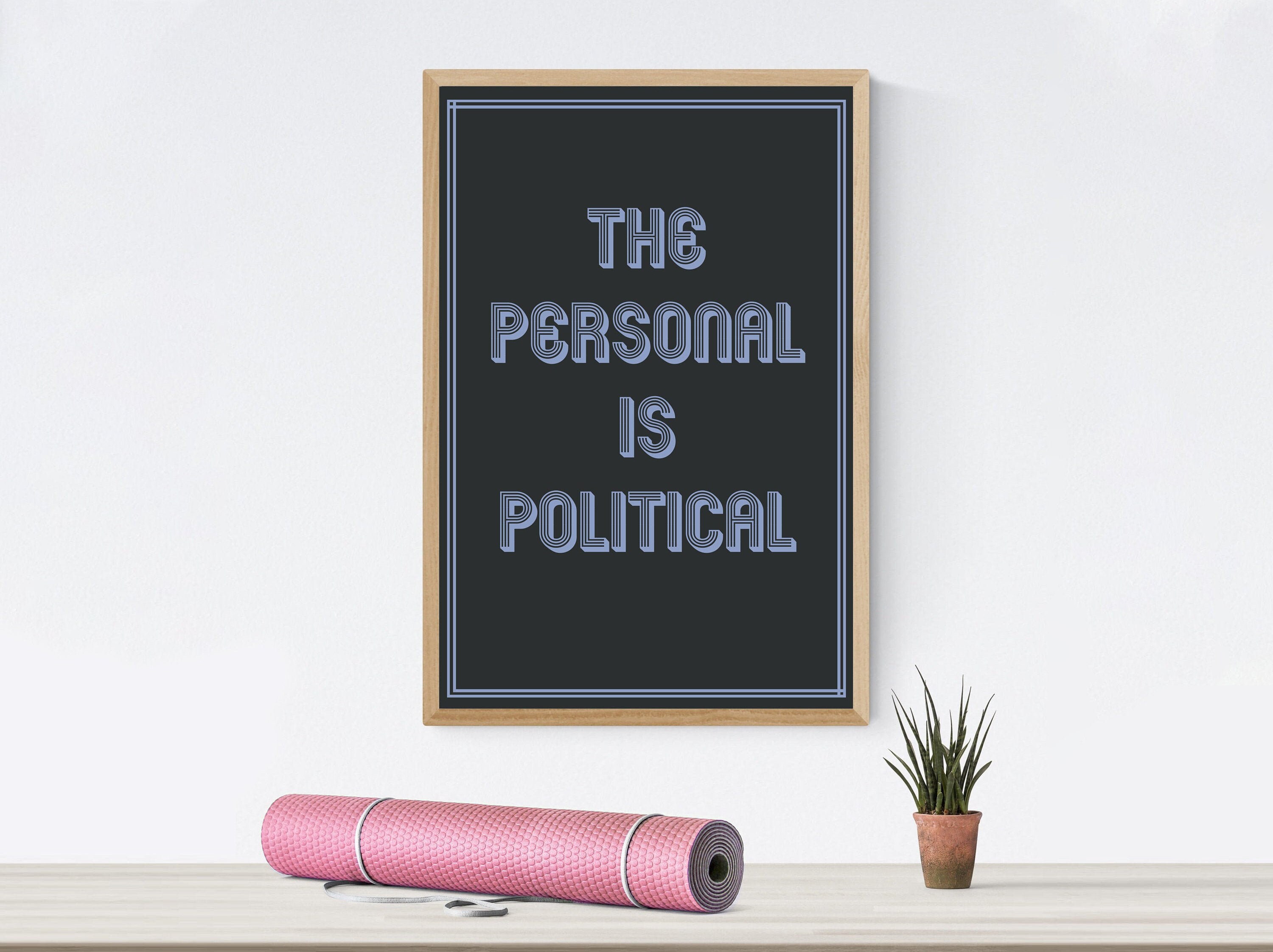 Printable the personal is political blue and gray etsy